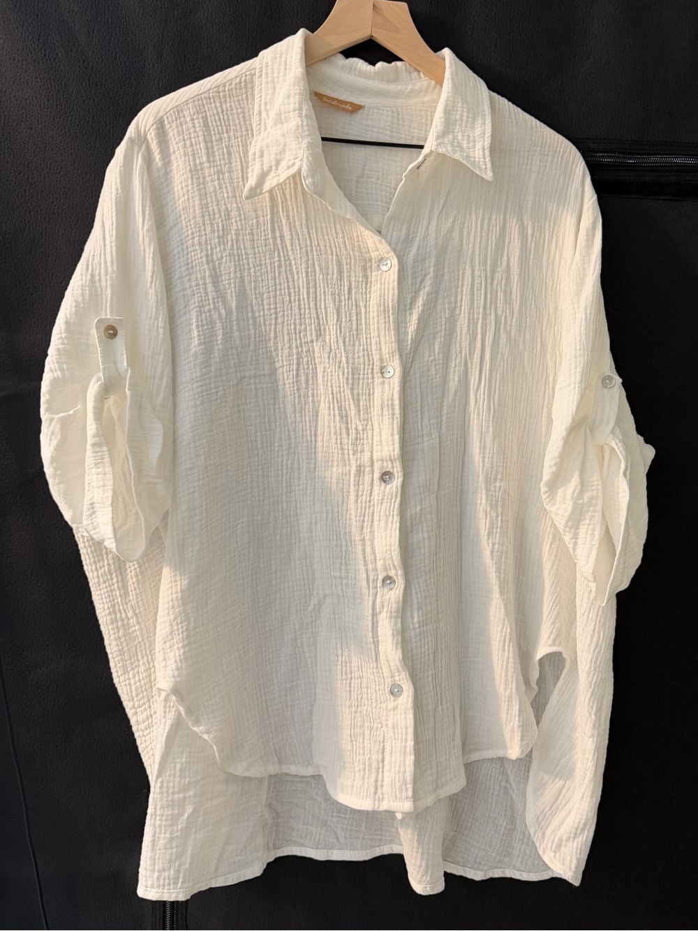 Sandmade White Gauze Cotton Tunic Bathing Suit Cover Up XS-M